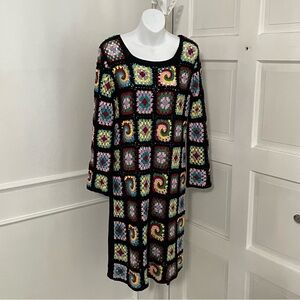 Cotton Emporium Crochet Square Long Dress‎ Multi Color Women’s Size Large